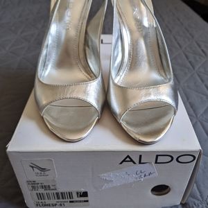 Aldo Silver Slingback Heels